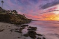 Scenic Sunset and Dramatic Sky Colors on Windansea Beach La Jolla California Royalty Free Stock Photo