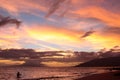 Scenic sunset from Kamaole Beach I, Maui, Hawaii. Royalty Free Stock Photo