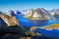 Norway Landscape Coastline Sunset, Lofoten Islands Royalty Free Stock Photo