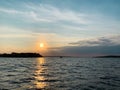 Scenic sunset over the sea and coast of Sozopol, Bulgaria Royalty Free Stock Photo