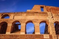 Scenic sunset over the Colosseum. Marble arches ruins over a blue sky, Rome, Italy Royalty Free Stock Photo