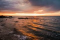 Scenic sunset over ocean coastline. Royalty Free Stock Photo