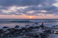 Scenic sunset over Pacific ocean viewed from Sunset Cliffs Natural park, San Diego, California