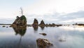 Scenic sunset over panoramic view of Tillamook bay, Oregon.