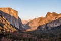 Scenic sunset over Yosemite Valley from Tunnel view point Royalty Free Stock Photo