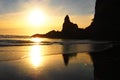 Sunset at piha beach, new zealand