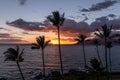 Scenic sunset from a roof of a building at Kamaoke II beach, Kihei, Maui, Hawaii. Royalty Free Stock Photo