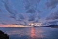 Scenic sunset in Tigullio gulf. Cavi di Lavagna. Liguria. Italy