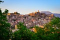 Scenic sunset view of Castiglione di Sicilia village, Sicily