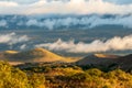 Scenic sunset view from the road leading to the observatories atop Mauna Kea and Onizuka Center