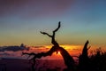 Scenic sunset view from the road leading to the observatories atop Mauna Kea and Onizuka Center