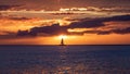 Sail boat against Scenic sunset viewed from Lahaina harbor Royalty Free Stock Photo