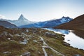 Scenic surroundings with famous peak Matterhorn. Location place Swiss alps