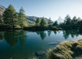 Scenic surroundings with famous peak Matterhorn. Location place Swiss alps, Grindjisee Royalty Free Stock Photo