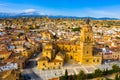 Scenic top view of cathedral in downtown Guadix. Spain Royalty Free Stock Photo
