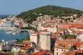 Scenic top view of Split old city from DiocletianÃ¢â¬â¢s palace bell tower, beautiful cityscape, outdoor travel background, Croatia Royalty Free Stock Photo