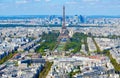 Scenic top view to Eiffel Tower and Champs de Mars, Paris, France Royalty Free Stock Photo