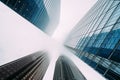 Scenic Toronto financial district skyline and modern architecture. Skyscrapers, fog and clouds concept Royalty Free Stock Photo