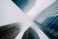 Scenic Toronto financial district skyline and modern architecture. Skyscrapers, fog and clouds concept Royalty Free Stock Photo