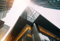 Scenic Toronto financial district skyline and modern architecture. Skyscrapers, fog and clouds concept Royalty Free Stock Photo