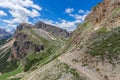 Scenic trail for hiking leading to the top of the Sassongher mountain. Royalty Free Stock Photo