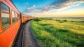 Scenic train rides through countryside landscapes. Royalty Free Stock Photo