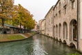 Scenic of treviso town with calnal scene