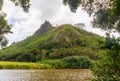 Scenic tropical landscape near Wailua river and Kamokila Hawaiian Village on Kauai Island Royalty Free Stock Photo