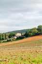 Scenic Tuscany countryside rural landscape with characteristic house in early autumn, Monteriggioni region, Tuscany, Italy Royalty Free Stock Photo