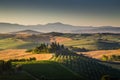 Scenic Tuscany landscape in golden morning light