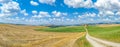 Scenic Tuscany landscape with rolling hills in Val d'Orcia, Italy Royalty Free Stock Photo