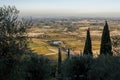 Scenic Tuscany landscape with rolling hills and valleys in Val D`Orcia, Italy in autumn Royalty Free Stock Photo