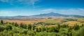 Scenic Tuscany landscape on a sunny day, Val d'Orcia, Italy Royalty Free Stock Photo