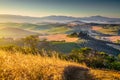 Scenic Tuscany landscape at sunrise, Val dOrcia, Italy Royalty Free Stock Photo