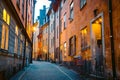 Stockholm Gamla Stan old town district at night, Sweden Royalty Free Stock Photo