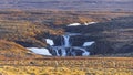 Scenic unnamed waterfalls in Iceland countryside