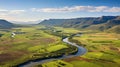 Scenic Valley View Of Farm Land In South Africa