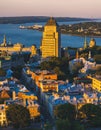 Scenic vertical view of the beautiful cityscape of Quebec, Canada during daytime