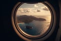 scenic view through aircraft window illustration generative ai