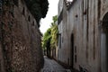 Scenic view of an alley in the picturesque town of Ravello on the renowned Amalfi Coast in Italy