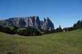 Scenic view of alp de siusi with distinctiv schlern peak Royalty Free Stock Photo