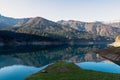 Sauris - Scenic view of alpine lake Sauris (Lago di Sauris) in Friuli Venezia Giulia, Italy