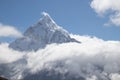 Scenic view of ama dablam mountain peak at chola lake near zongla village,Everest base campe treakking ,khumjung Nepal Royalty Free Stock Photo