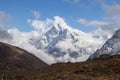 Scenic view of ama dablam mountain peak at chola lake near zongla village,Everest base campe treakking ,khumjung Nepal Royalty Free Stock Photo