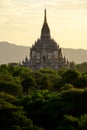 Scenic view of ancient Bagan temple during golden hour, Myanmar Royalty Free Stock Photo