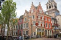 Traditional Dutch houses in the old town of Delft, Holland Royalty Free Stock Photo