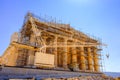 Scenic view of ancient Pantheon temple under construction, Athen