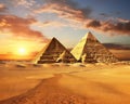 scenic view of Ancient pyramids in Giza. Royalty Free Stock Photo