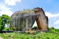 Ancient Giant Stone Lions Ruins in the City of Mingun, Sagaing, Myanmar in Summer