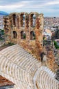 Scenic view of ancient ruins of the Odeon of Herodes Atticus. It is a small building of ancient Greece Royalty Free Stock Photo